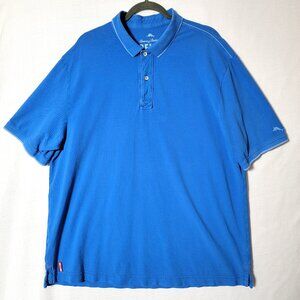 Tommy Bahama Polo Shirt Relax Mens Sz 1X  Short Sleeve Bright Blue Vacation Wear